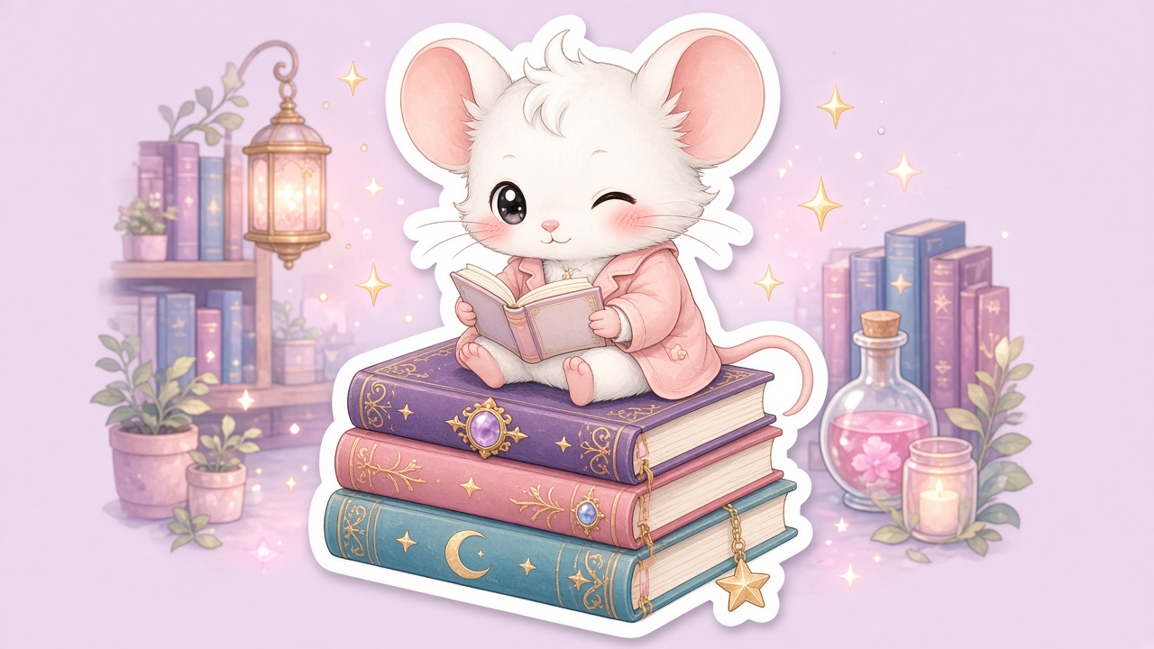 Bookstack Mouse — reads footnotes first · underlines the author’s excuses
