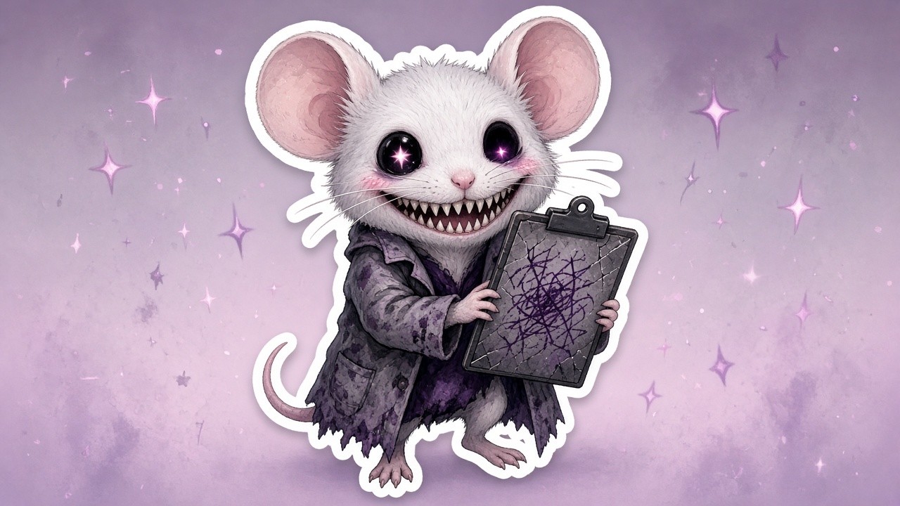 Just Wrong — smiles like a consent form with missing pages · do not pet